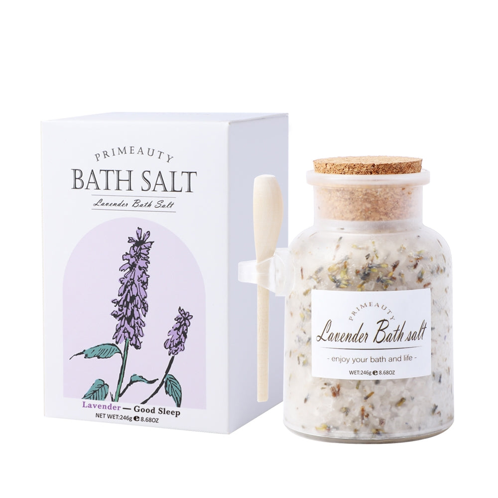 Himalayan pink bath salt with real dried flowers for added scent and relaxation properties