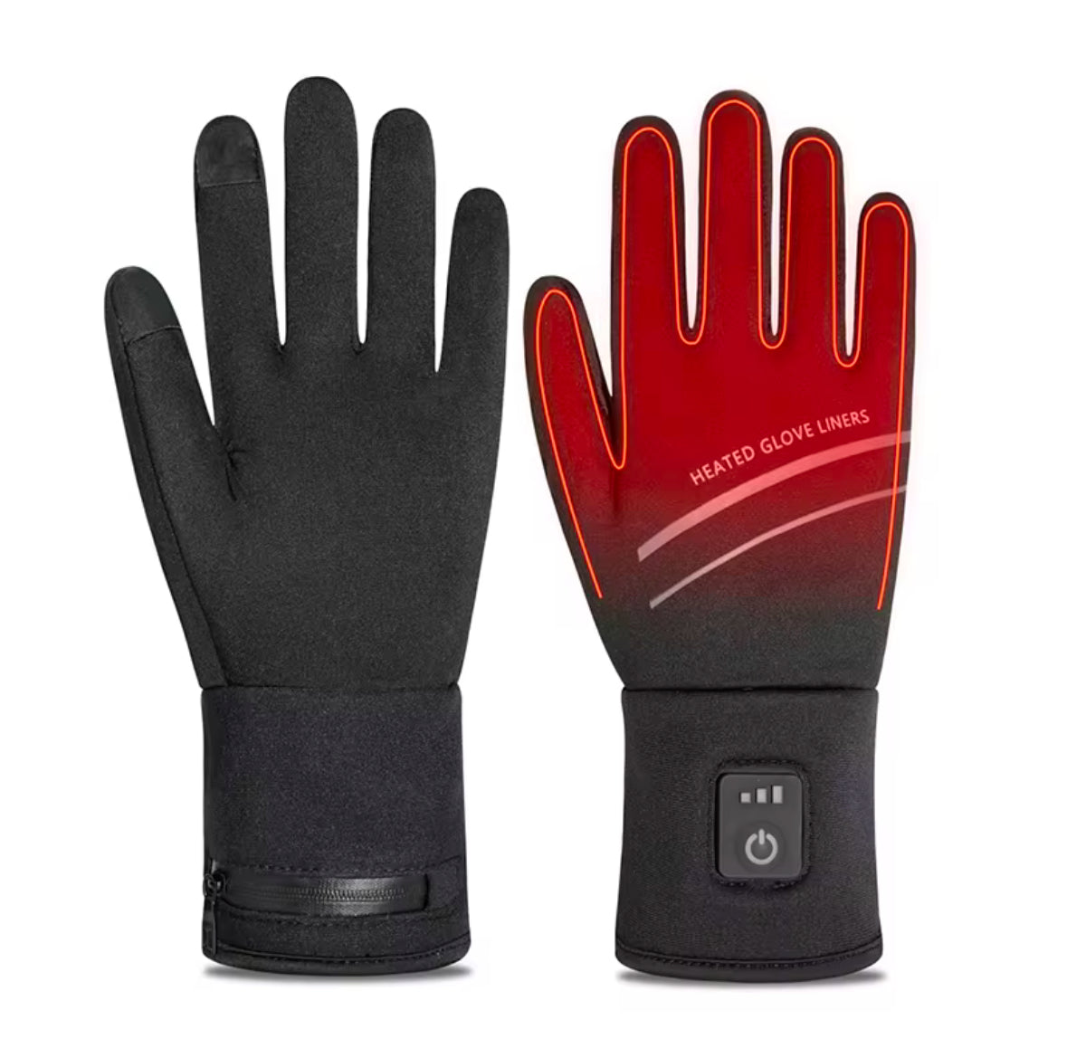 Touchscreen Winter Heated Gloves - 3 Level Adjustable Heating, Simple Button Mechanism - Thin, Breathable Fabric, Comfy To Wear