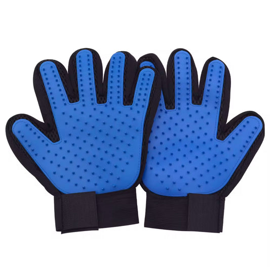 Pet Grooming Gloves - Grade A Silicone Easy And Hassle Free - Breathable Polyester - Perfect For Cats And Dogs