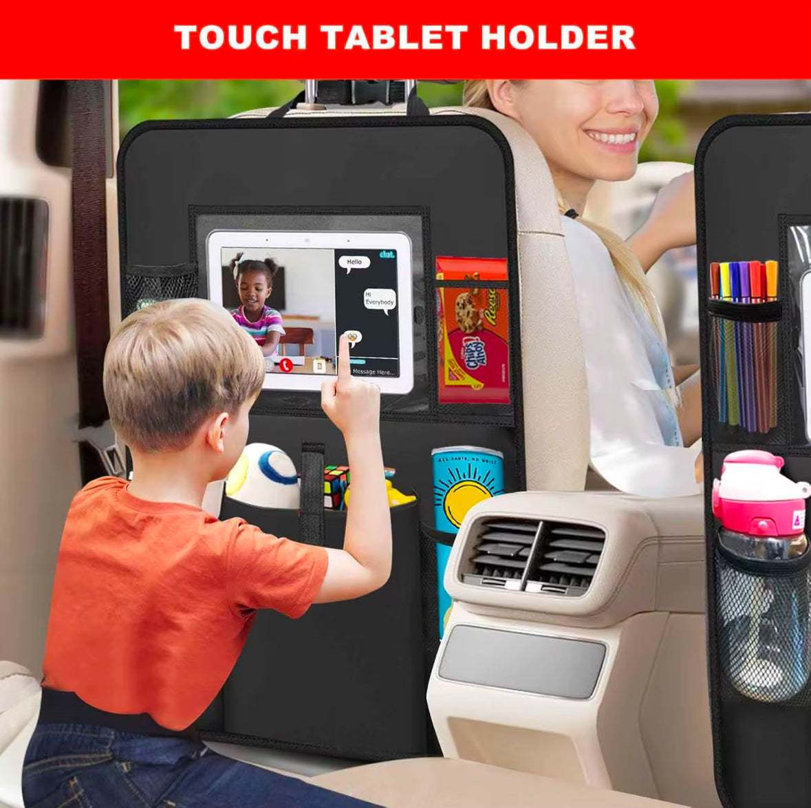 Car Seat Organiser, Multifunctional Storage Device - Tablet, Food, Beverage, Toy, Cosmetic Holder - Anti Scratch, Anti Dirt And Water Resistant Design