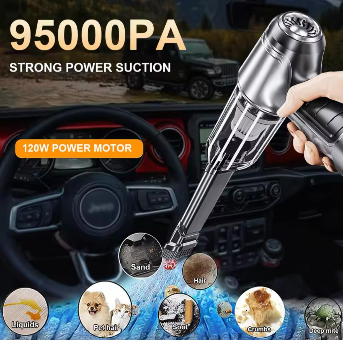 "Powerful 95000PA Wireless Car Vacuum Cleaner – Portable Handheld High-Suction Vacuum for Car & Home Cleaning Needs!"