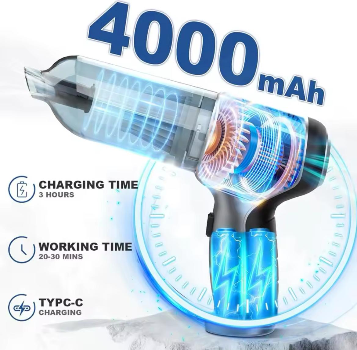 "Powerful 95000PA Wireless Car Vacuum Cleaner – Portable Handheld High-Suction Vacuum for Car & Home Cleaning Needs!"